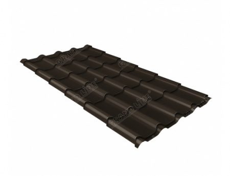 Металлочерепица Grand Line Камея Rooftop Matte 0,5 сталь RR 32 темно-коричневый 1 кв. м