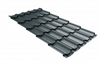 Металлочерепица Grand Line Квинта Плюс Rooftop Matte 0.5 сталь RAL 7016 антрацитово-серый 1 кв. м
