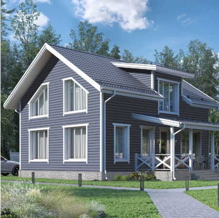САЙДИНГ FINEBER BLOCKHOUSE CLASSIC COLOR СЕРО-ГОЛУБОЙ фото