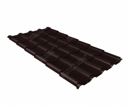 Металлочерепица Grand Line Камея Rooftop Matte 0,5 сталь RAL 8017 шоколад 1 кв. м