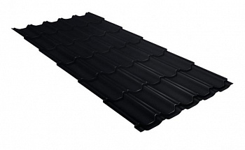 Металлочерепица Grand Line Квинта Плюс PurPro Matt 0.5 сталь RAL 9005 черный 1 кв. м